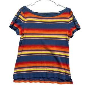 Lauren Jeans Co Ralph Lauren Rainbow T Shirt Boat Neck Size L EUC Pride